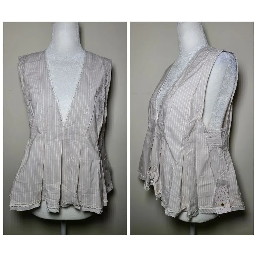 NWT|Free People Good Feels Ivory Striped Sleeveless Top, SMALL - Picture 4 of 7